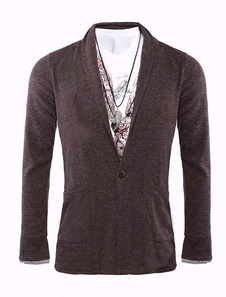 Cardigan en laine mélangée marron de faux deux-pièces