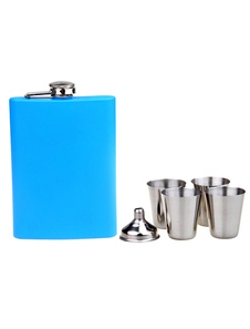 8 onces de fiole grand bleu métal Non personnalisée pour mariage