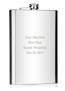 Argent métal once 64 fiole personnalisée pour mariage avec couverture en cuir