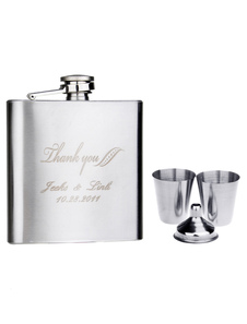 Argent personnalisé 6 once métal grande fiole pour mariage