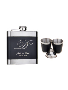 Belle Black Metal 6 once fiole personnalisée pour mariage