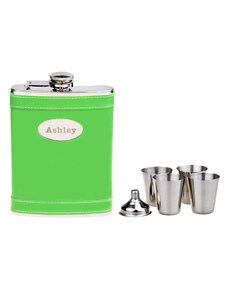 8 onces vert personnalisé métal moderne fiole pour mariage