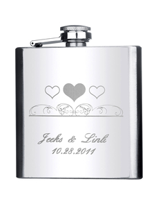 Chic 6 once argent métal personnalisé fiole pour mariage