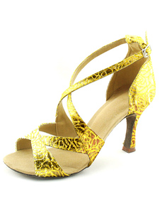 Chaussure de danse latine métallisée imprimée fleurie