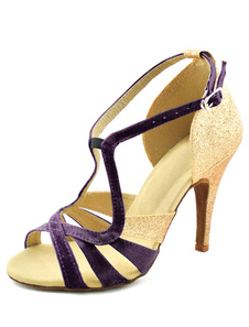 Chaussures danse latine creusées en satin à peep-toe