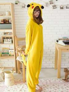 Combinaison pyjama pikachu jaune textile polaire kigurumi adulte