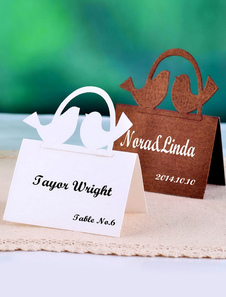 Carré Couple oiseaux papier perle mariage lieu cartes ensemble de 12