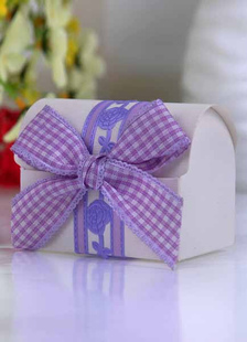 Carré blanc Bow papier perlé Wedding Favor boîtes ensemble de 12