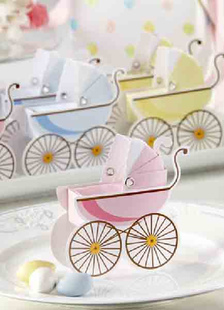 Landau forme papier perlé Wedding Favor boîtes ensemble de 12