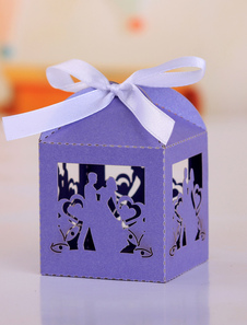 Square Purple Prince et princesse Wedding Favor boîtes ensemble de 12
