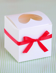 Papier carrée perle coeur Pattern Wedding Favor Set de boîtes de 12