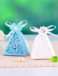 Perle carré papier cône forme Wedding Favor boîtes ensemble de 12