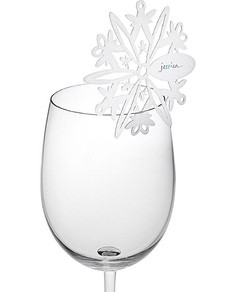 Flocon de neige blanc creux sur papier spécial mariage verre à vin cartes ensemble de 12