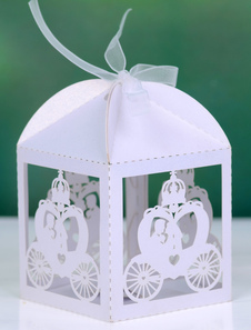 Bow blanc perle papier Engagement Favor boîtes ensemble de 12