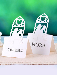 Fashion perles papier mariage lieu cartes ensemble de 12