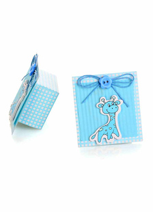 Cartoon bleu girafe papier perlé Wedding Favor sacs ensemble de 12
