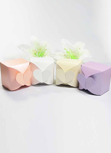 Concise papier carré coeur Pattern Wedding Favor boîtes Set de 12