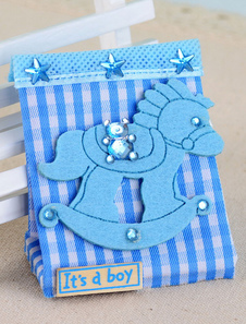 Modèle de Plaid carré papier perlé Wedding Favor sacs ensemble de 12