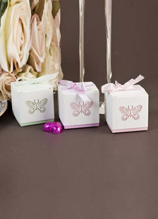 Papillon doux papier perlé Wedding Favor boîtes ensemble de 12