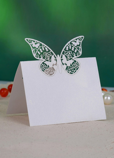 Lieu de mariage papillon blanc papier cartes Set