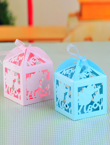 Charme papier perle carré creux Wedding Favor boîtes ensemble de 12