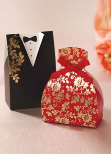 Boîte de papier de mariage imprimée (6 paires/Set)