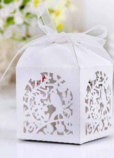 Papier blanc de perle Engagement Favor boîtes ensemble de 12