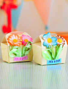 Papier carrée perle mariage Floral doux Favor boîtes ensemble de 12