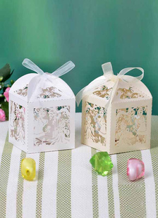 Populaire creux carré papier perlé Wedding Favor Set de boîtes de 12