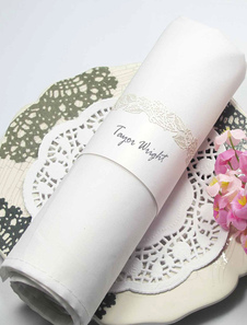 Blanc Rose creux sur papier nacré rond de serviette mariage lot de 12