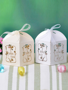 VOUS aimez papier carré perlé Wedding Favor boîtes ensemble de 12