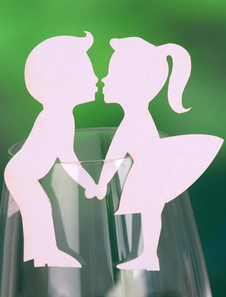 Papier de spécialité de doux baiser blanc mariage verre à vin cartes ensemble de 12