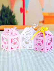 Carré creux papier perlé Wedding Favor Set de boîtes de 12