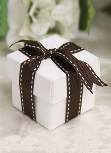 Arc ruban papier perle Engagement Favor boîtes ensemble de 12