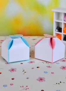 Sweet Heart Square papier perlé Wedding Favor boîtes ensemble de 12