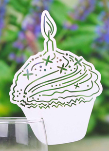 Gâteau sucré spécialité blanc papier mariage verre à vin cartes ensemble de 12