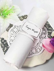 Moderne blanc perle serviette en papier mariage bague ensemble de 12