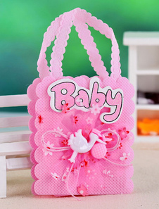 Bébé carré papier perlé Wedding Favor sacs ensemble de 12