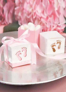 Bow papier perle bébé douche Favor boîtes ensemble de 12