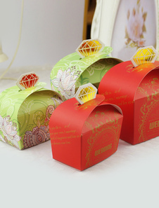 Diamant carré papier perlé Wedding Favor boîtes ensemble de 12