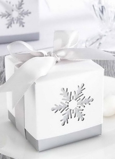 Bow argent papier perle Engagement Favor boîtes ensemble de 12