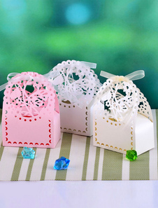 Mode Hollow papier perlé Wedding Favor boîtes ensemble de 12