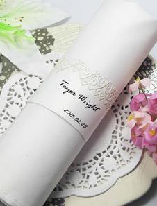 Mode Hollow blanc papier perle mariage serviette anneau ensemble de 12