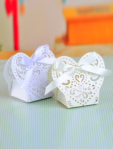Creusent coeur papier perlé Wedding Favor boîtes ensemble de 12