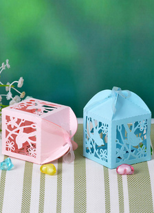 Carré creux des oiseaux de papier perlé Wedding Favor Set de boîtes de 12