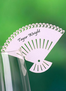 Ventilateur blanc traditionnel spécialité papier mariage lieu cartes Set de 12
