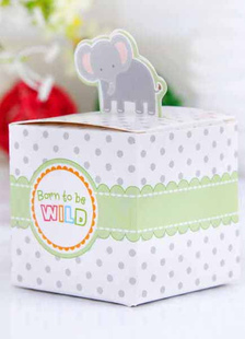Éléphant carré modèle papier perlé Wedding Favor boîtes ensemble de 12