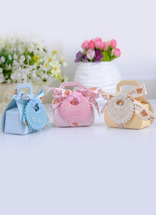 Papier perle bébé douche Favor boîtes ensemble de 12