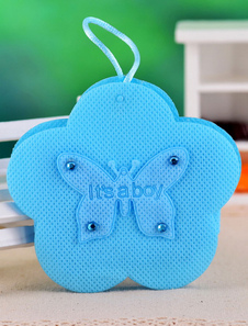 Fleur bleue forme papillon papier perlé Wedding Favor sacs ensemble de 12