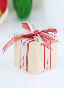 Carré blanc ecru papier perlé Wedding Favor boîtes ensemble de 12